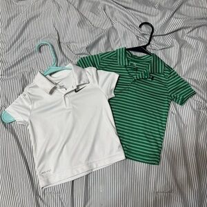 Nike / Under Armour Toddler White and Green Polo Shirts
